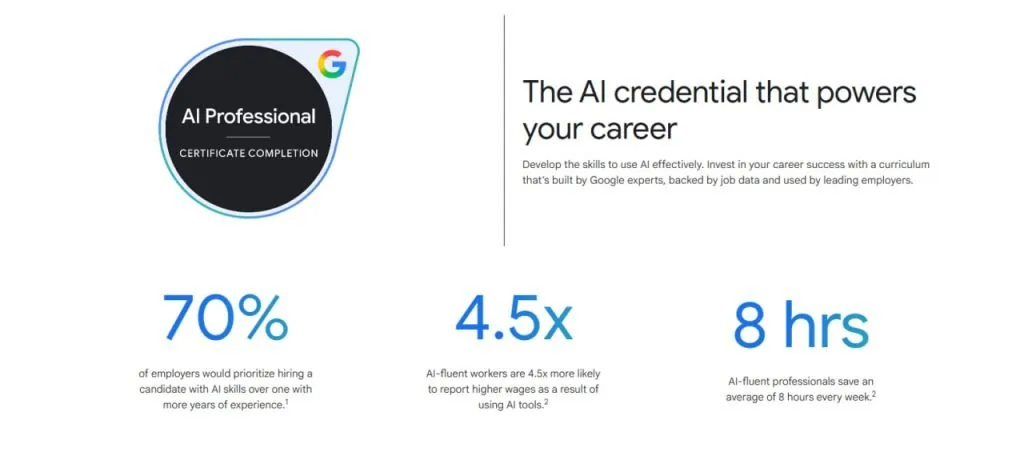 گواهی حرفه‌ای هوش مصنوعی گوگل معرفی شد؛ Google AI Professional Certification راهی سریع برای ورود عملی به بازار کار AI
